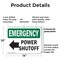 Signmission Power Shutoff (Left Arrow) With Symbol, 14 in W x Rectangle, Plastic OS-2PACK-EM-P-1014-L-10408 - alternate 7